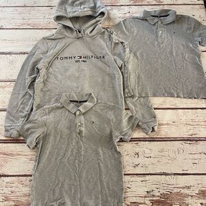TOMMY HILFIGER Graphic Hoodie Size XS Grey‎ & Polo Size Large 12-14 Boys